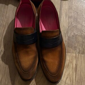 Men's Brown Loafers Argento and Bourbon with Black Strap